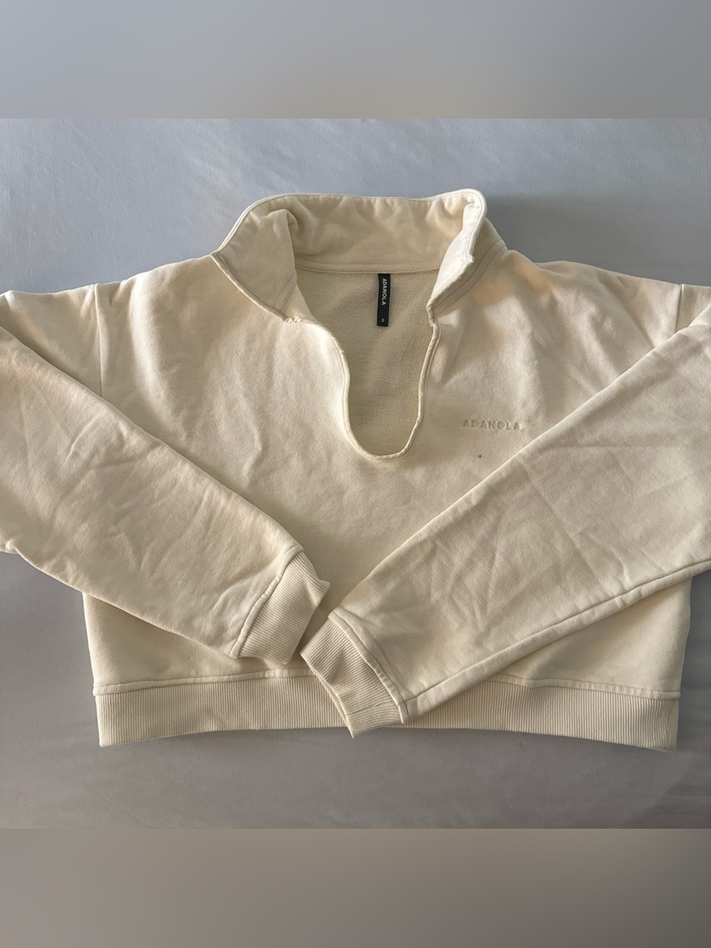 Cream Quarter-Zip Pullover Sweatshirt